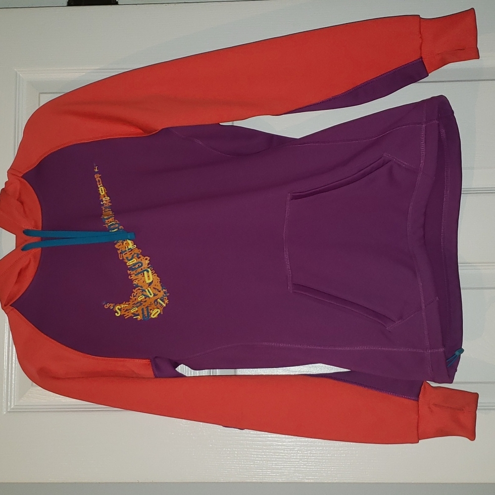 NIKE Purple and orange Therma-fit hoodie, women's fit, small